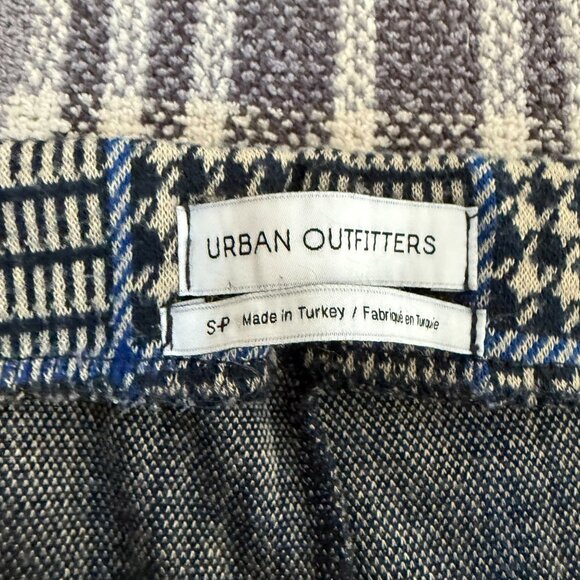 Urban Outfitters Houndstooth Plaid Straight Leg Pants Women's Small Gray Blue - Picture 2 of 7
